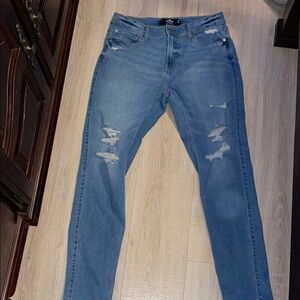 Hollister Blue Distressed Skinny Jeans for Men